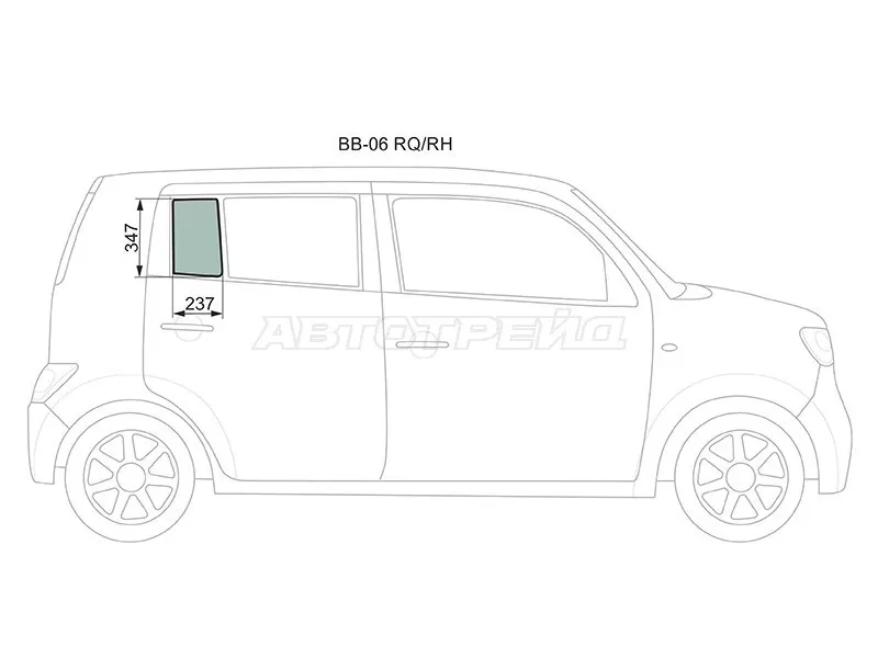 Стекло форточки (Цвет зеленый) Daihatsu Coo 06-13  / Materia 06-13  / Subaru Dex 08-12  / Toyota bB 05-16 (XYG: BB-06 RQ/RH)