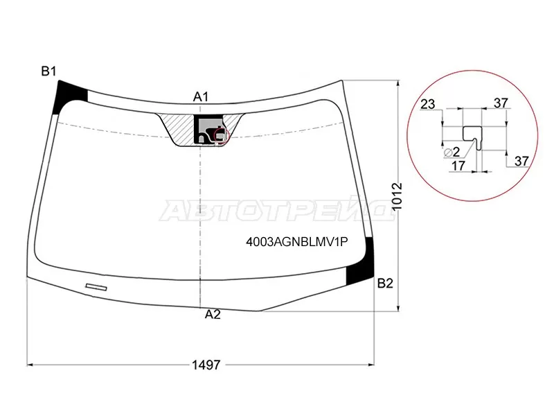 Стекло лобовое (Датчик дождя) Honda Accord 08-11  / Acura TSX 08-14 (FUYAO: 4003AGNBLMV1P)