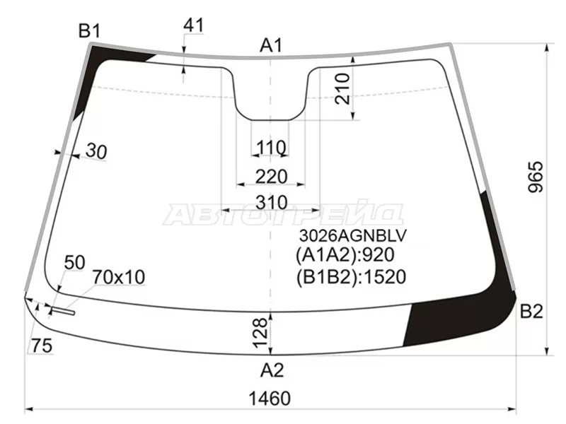 Стекло лобовое (Молдинг) Chevrolet Cruze 09-15  / Daewoo Lacetti 08-11 (FUYAO: 3026AGNBLVI)