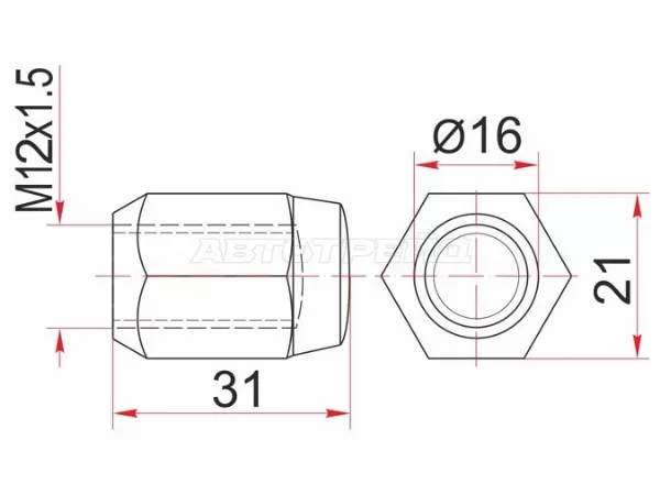 Гайка колесная никелированная TOYOTA /GEELY COOLRAY (SX11) 19- (SAT: ST-90942-01021)