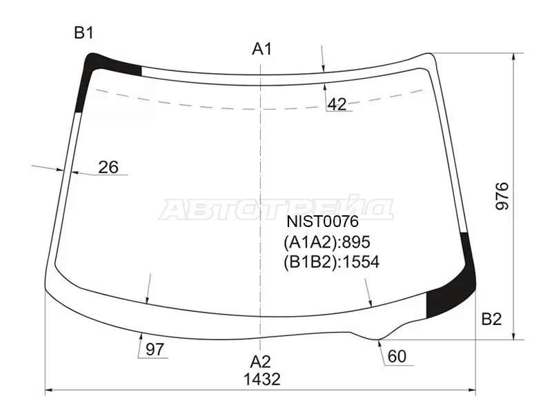 Стекло лобовое Nissan X-Trail 00-07 (KMK: NIST0076)