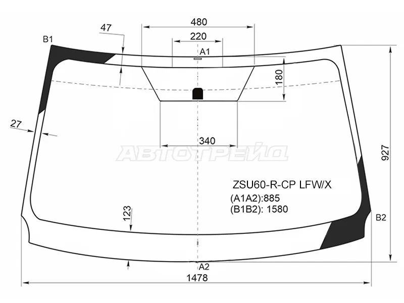 Стекло лобовое Toyota Harrier (XU60) 13-20 (XYG: ZSU60-R-CP LFW/X)