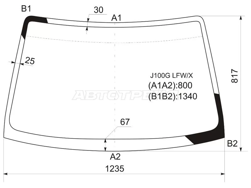 Стекло лобовое Daihatsu Terios 97-  / Terios Kid 98-12  / Toyota Cami 99-06 (XYG: J100G LFW/X)