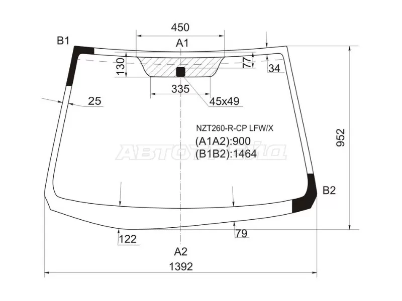 Стекло лобовое Toyota Allion (T260) 07-21  / Premio 07-16 (XYG: NZT260-R-CP LFW/X)