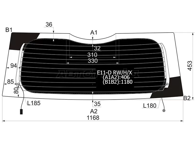 Стекло заднее (Затемненное / Обогрев) Nissan Note 05-13 (XYG: E11-D RW/H/X)
