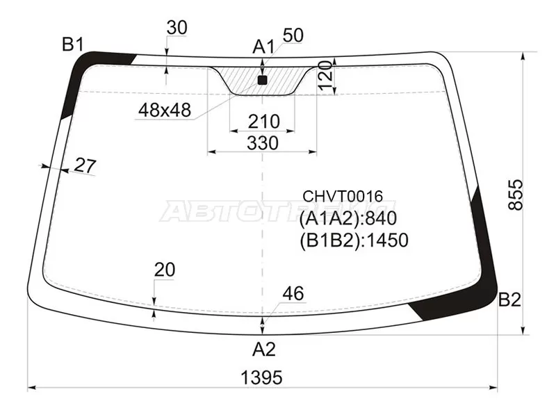 Стекло лобовое Chevrolet Lacetti 04-13  / Daewoo Lacetti 04-09  / Chevrolet Nubira 04-13  / Optra 04-13  / Daewoo Gentra 05-15  / Nubira 02-05  / Ravon Gentra 15-  / Suzuki Forenza 03-08 (KMK: CHVT0016)