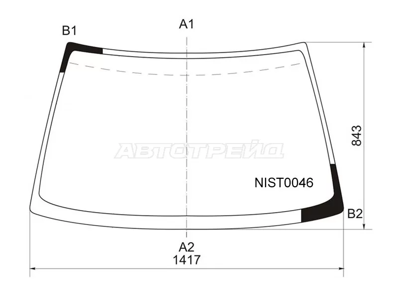 Стекло лобовое (Сборка Япония) Nissan Primera 95-02  / Infiniti G20 99-02  / Nissan Bluebird 96-01  / Primera Camino 95-97 (KMK: NIST0046)