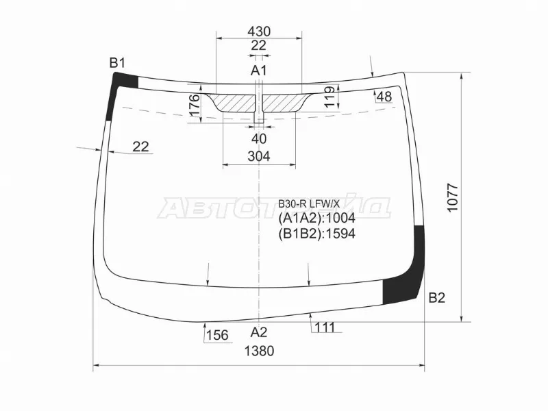 Стекло лобовое Nissan Lafesta 04-12 (XYG: B30-R LFW/X)
