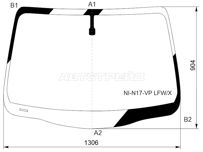 Стекло лобовое (Молдинг) Nissan Latio 12-16  / Sunny Asia 10-  / Versa 11-14 (XYG: NI-N17-VP LFW/X)