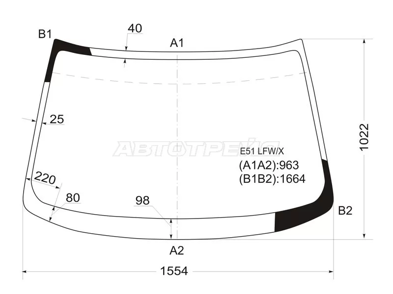 Стекло лобовое NISSAN ELGRAND 02-10 (XYG: E51 LFW/X)
