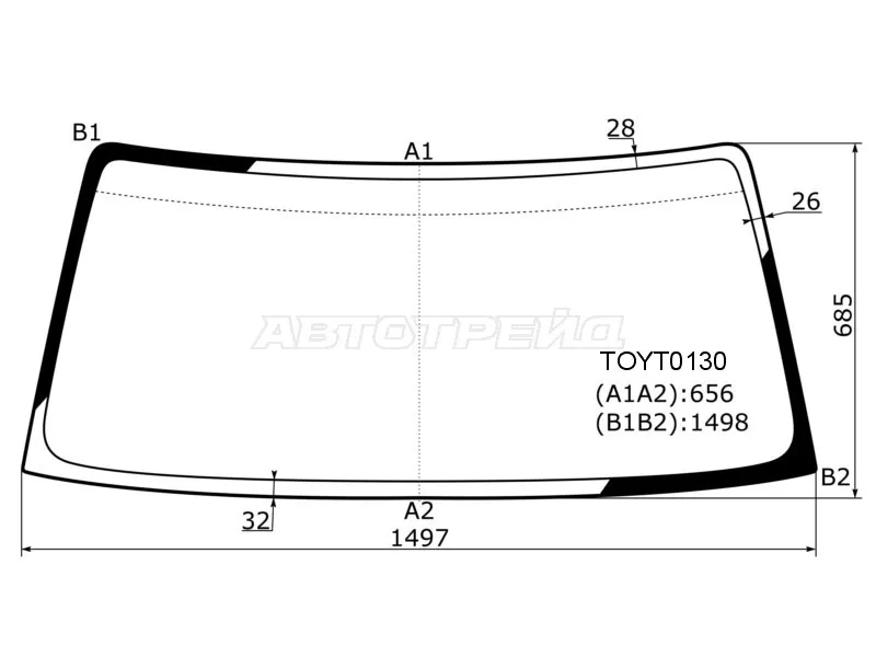 Стекло лобовое Toyota Land Cruiser Prado (J90) 96-02 (KMK: TOYT0130)