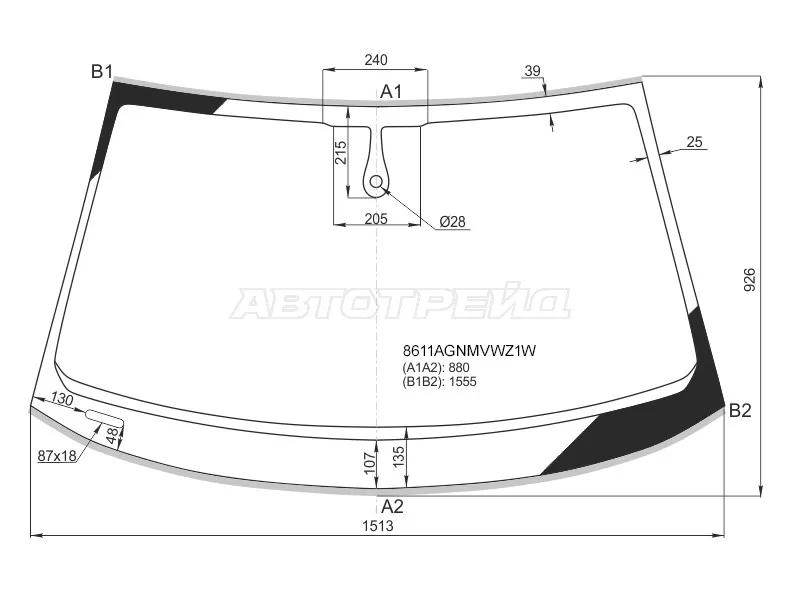 Стекло лобовое (Датчик дождя / Молдинг) Audi A6 14-18  / A6 allroad quattro 14-19  / S6 14-18 (FUYAO: 8611AGNMVWZ1W)