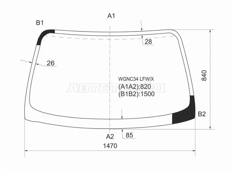 Стекло лобовое NISSAN STAGEA 96-01 (XYG: WGNC34 LFW/X)