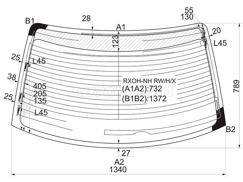 Стекло заднее (Цвет зеленый / Обогрев / Антенна) Toyota Chaser (X100) 96-01 (XYG: RXOH-NH RW/H/X)