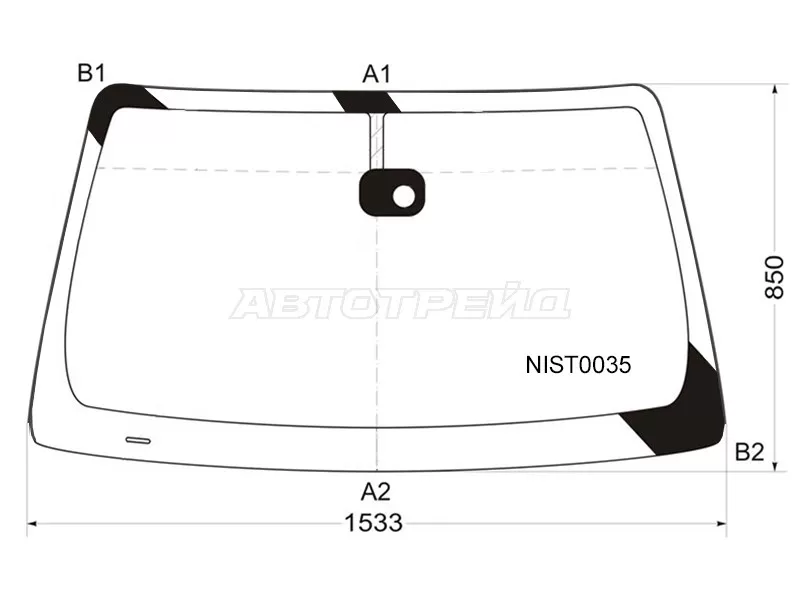 Стекло лобовое (Датчик дождя) Nissan Frontier 04-21  / Navara 04-15  / Pathfinder 04-14  / Xterra 05-15 (KMK: NIST0035)