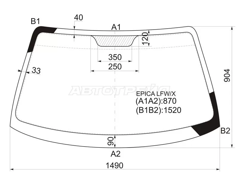 Стекло лобовое Chevrolet Epica 06-13  / Evanda 04-06  / Daewoo Evanda 00-06  / Magnus 99-04  / Tosca 06-11  / Suzuki Verona 04-06 (XYG: EPICA LFW/X)