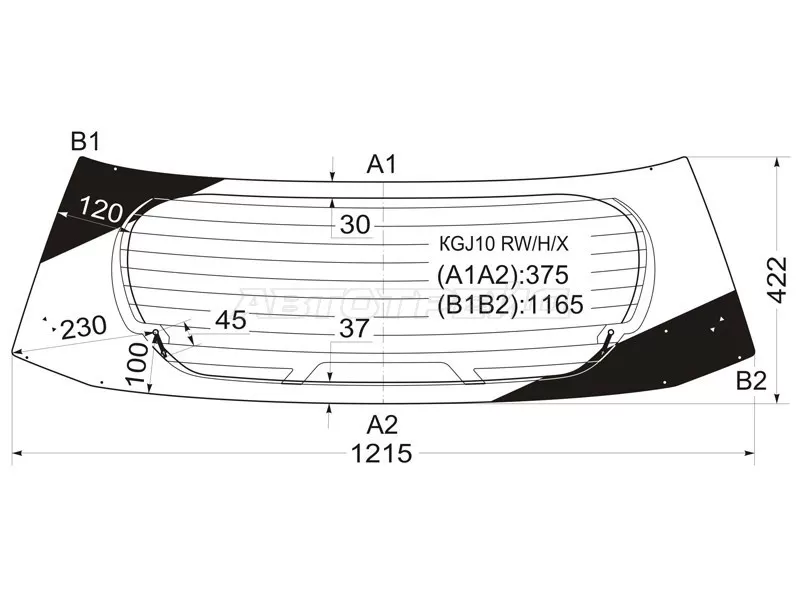 Стекло заднее (Цвет зеленый / Обогрев) Toyota iQ 08-16 (XYG: KGJ10 RW/H/X)