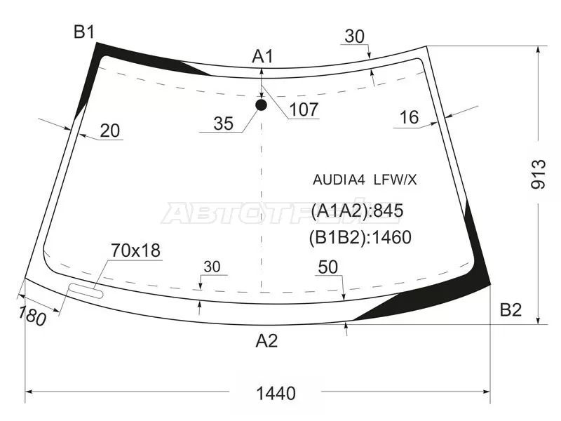 Стекло лобовое Audi A4 94-01  / S4 97-01 (XYG: AUDIA4 LFW/X)