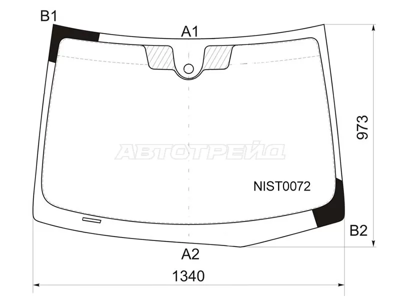Стекло лобовое (Датчик дождя) Nissan Tiida 04-14  / Tiida Latio 04-12  / Versa 06-12 (KMK: NIST0072)