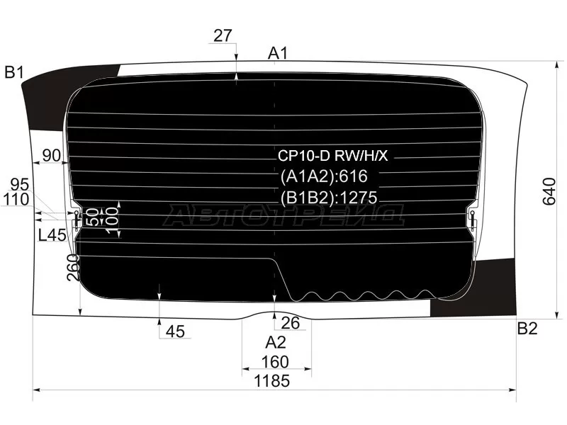 Стекло заднее (Затемненное / Обогрев) Toyota Funcargo 99-05  / Yaris Verso 99-06 (XYG: CP10-D RW/H/X)