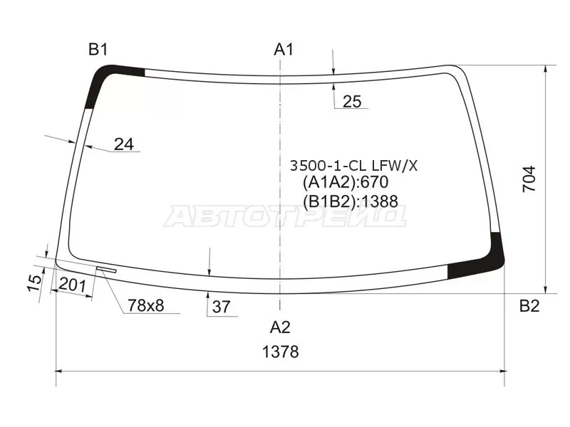 Стекло лобовое Toyota Hilux Pick Up 97-04  / 4Runner 95-02  / Hilux Surf 95-02 (XYG: 3500-1-CL LFW/X)