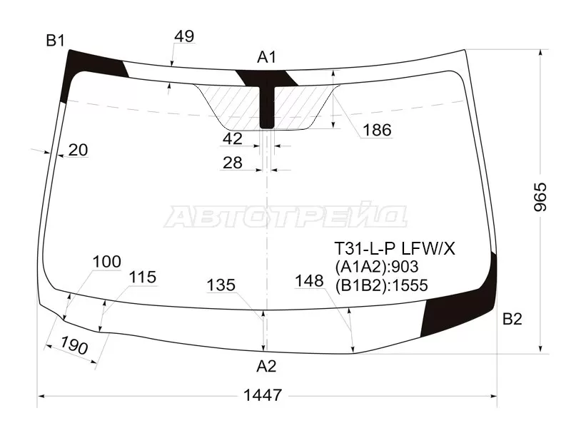 Стекло лобовое Nissan X-Trail 07-15 (XYG: T31-L-P LFW/X)