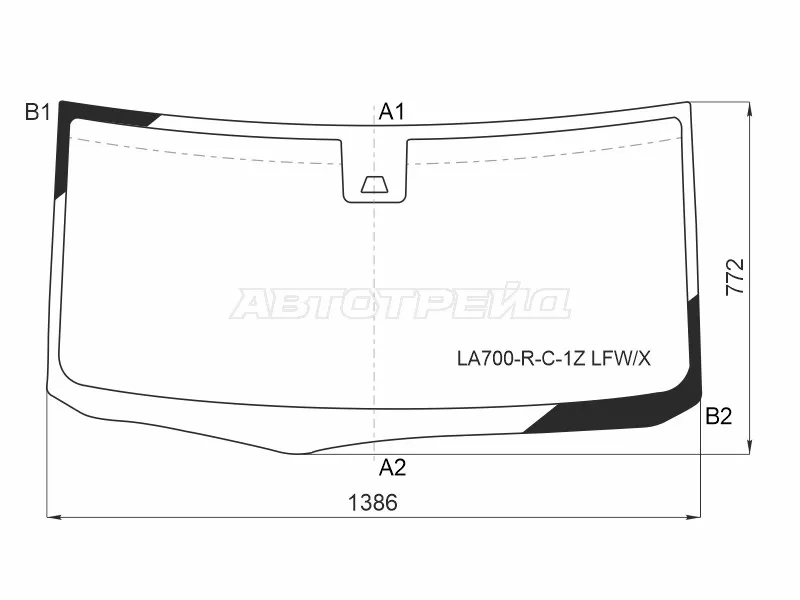 Стекло лобовое (Камера) Daihatsu Wake 14-  / Toyota Pixis Mega 15- (XYG: LA700-R-C-1Z LFW/X)