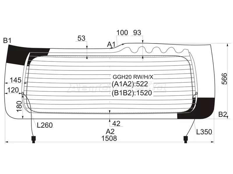 Стекло заднее (Цвет зеленый / Обогрев) Toyota Alphard (H20) 08-15  / Vellfire 08-15 (XYG: GGH20 RW/H/X)