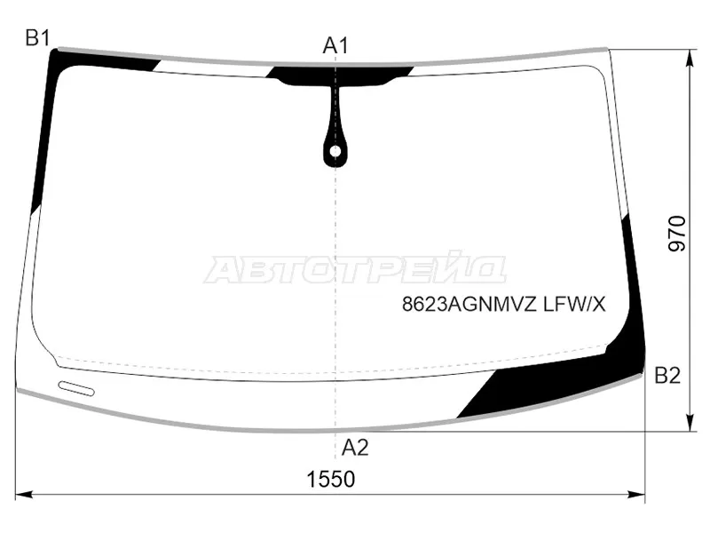 Стекло лобовое (Датчик дождя / Молдинг) Audi Q7 15- (XYG: 8623AGNMVZ LFW/X)