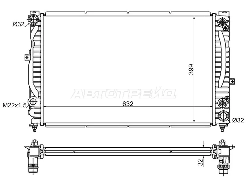 Радиатор Audi A4 94-01  / A6 97-05  / Volkswagen Passat 96-05  / Audi A6 allroad quattro 00-05  / S6 99-04  / Skoda Superb 02-08 (SAT: AD0004)