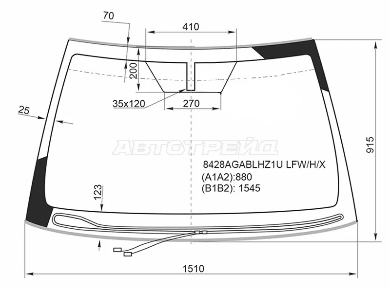 Стекло лобовое (Обогрев щеток / Молдинг) Toyota Camry Europe /Russia (XV70) 17- (XYG: 8428AGABLHZ1U LFW/H/X)