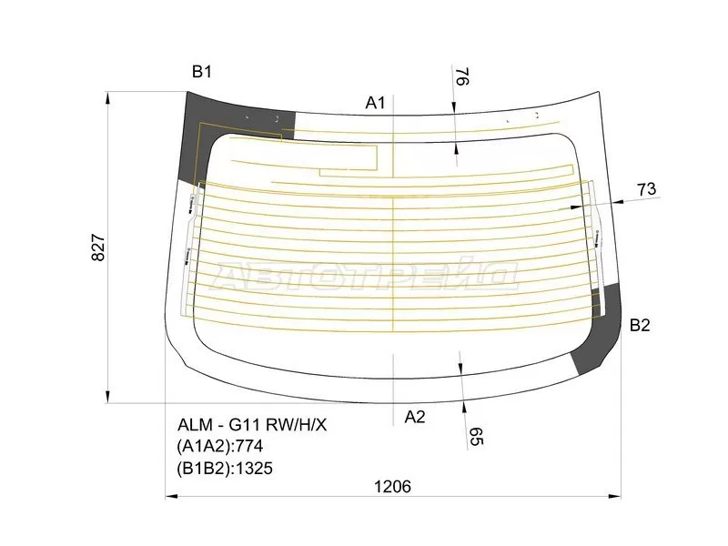 Стекло заднее (Цвет зеленый / Обогрев / Антенна) Nissan Almera 12-19  / Bluebird Sylphy 05-12 (XYG: ALM-G11 RW/H/X)