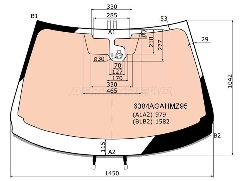 Стекло лобовое (Обогрев полный / Датчик дождя / Молдинг) Nissan Qashqai 17-22 (AGC: 6084AGAHMZ95)