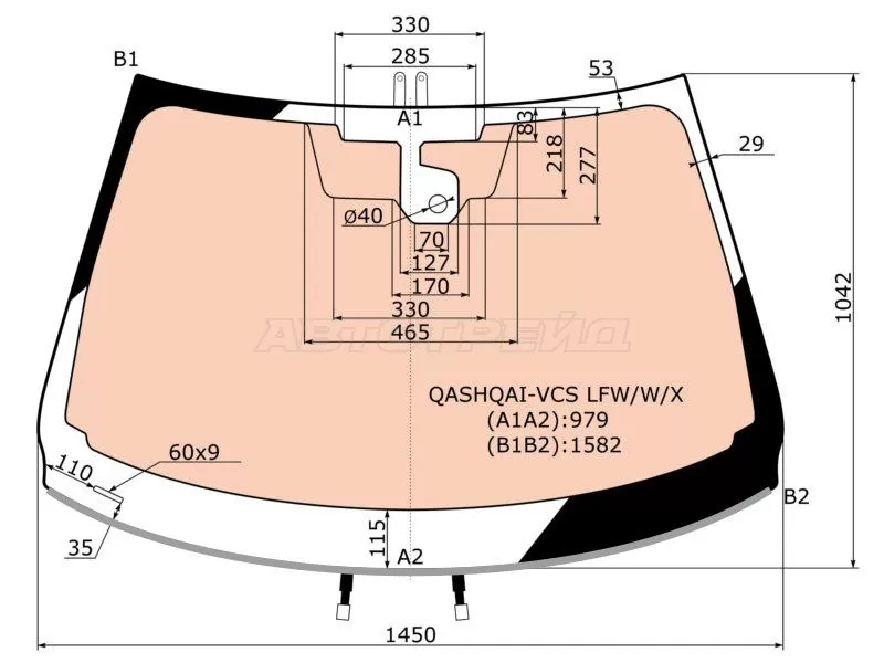 Стекло лобовое (Обогрев полный / Датчик дождя / Молдинг) Nissan Qashqai 13-19 (XYG: QASHQAI-VCS LFW/W/X)