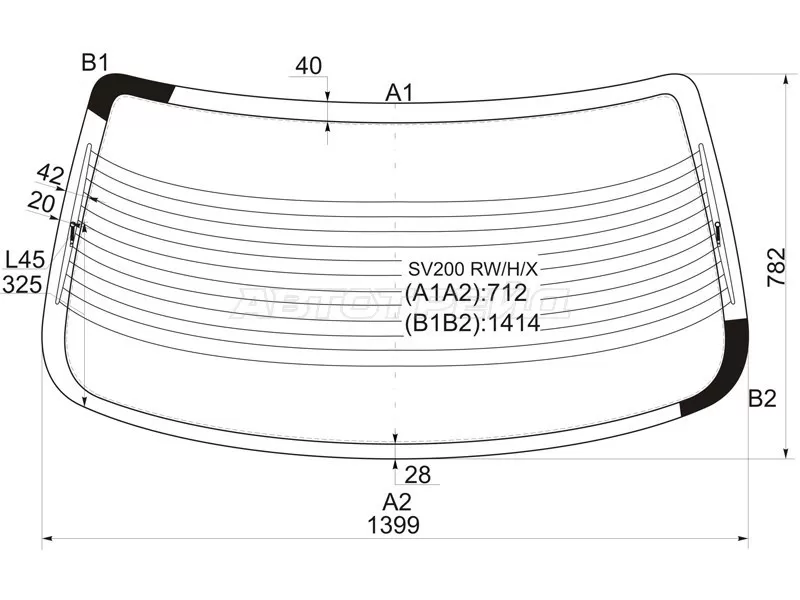 Стекло заднее (Цвет зеленый / Обогрев / Антенна) Toyota Camry (XV20) 96-02  / Camry UAE /USA 96-01 (XYG: SV200 RW/H/X)