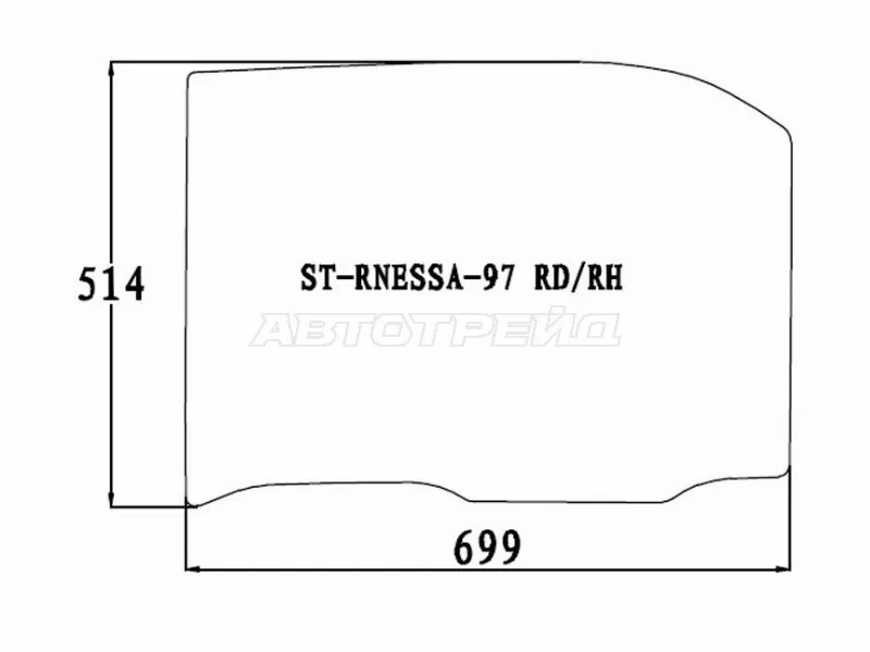 Стекло боковое опускное (Сзади / Справа / Цвет зеленый) Nissan R'nessa 97-01 (SAT: ST-RNESSA-97 RD/RH)