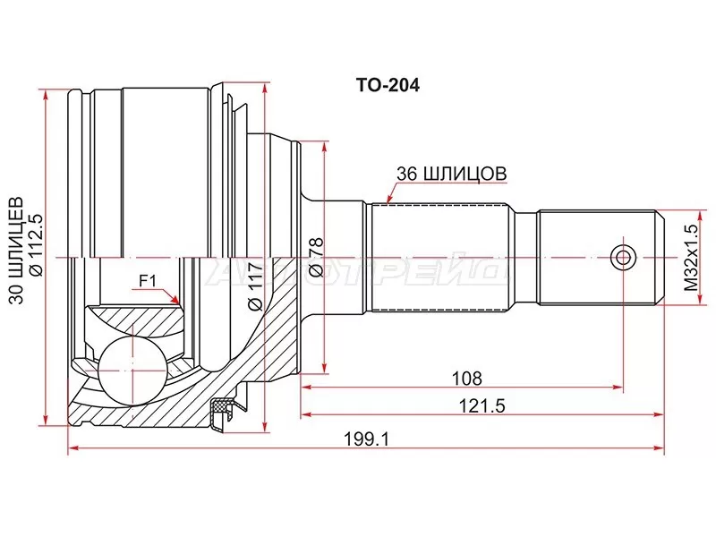 Шрус наружный TOYOTA LAND CRUISER UZJ200 07- /LX570 07- (SAT: TO-204)