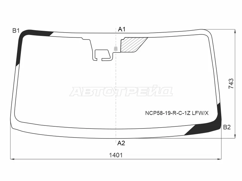 Стекло лобовое (Камера) Toyota Probox 14-  / Mazda Familia 18-  / Toyota Succeed 14-20 (XYG: NCP58-19-R-C-1Z LFW/X)