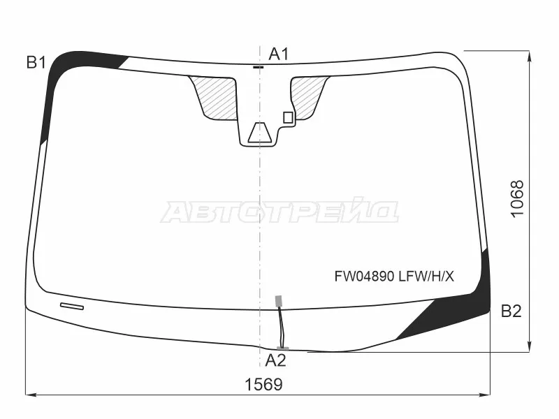 Стекло лобовое (Обогрев щеток / Камера / Датчик дождя / Молдинг) Toyota Sienna 17-20 (XYG: FW04890 LFW/H/X)