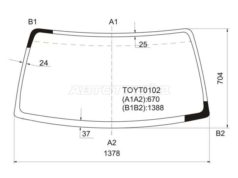 Стекло лобовое Toyota Hilux Pick Up 97-04  / 4Runner 95-02  / Hilux Surf 95-02 (KMK: TOYT0102)