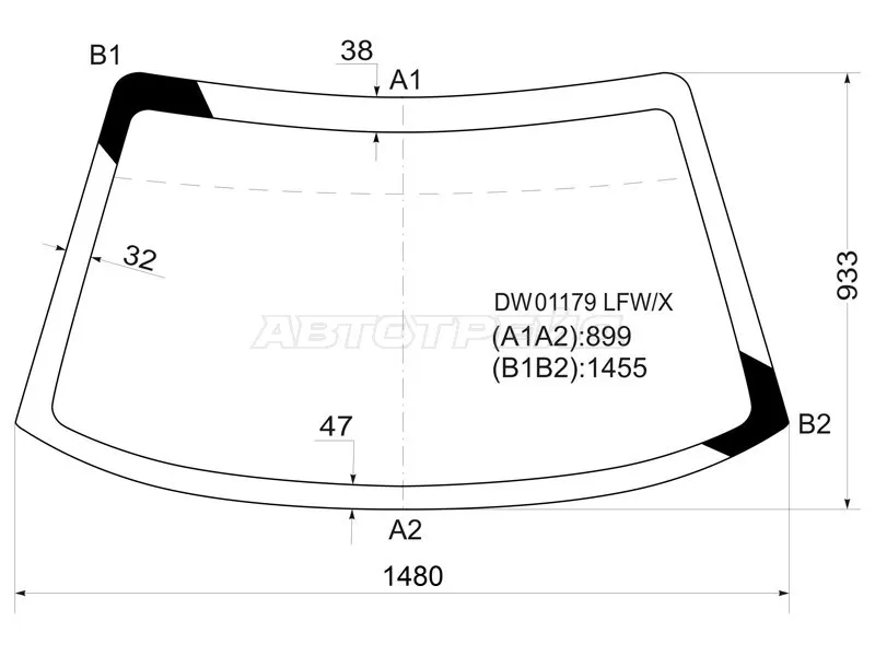 Стекло лобовое Dodge Neon 94-99 (XYG: DW01179 LFW/X)
