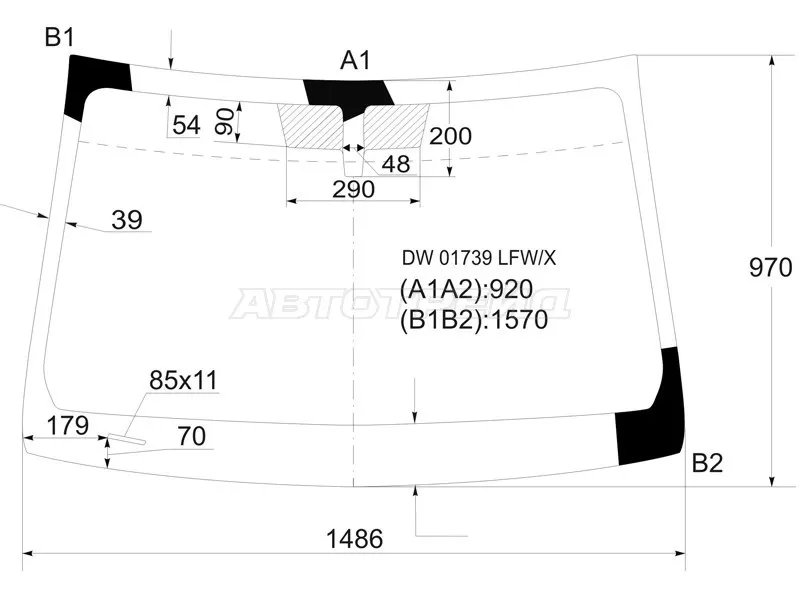 Стекло лобовое Cadillac CTS 07-15 (XYG: DW01739 LFW/X)