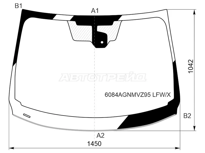 Стекло лобовое (Датчик дождя / Молдинг) Nissan Qashqai 17-22 (XYG: 6084AGNMVZ95 LFW/X)