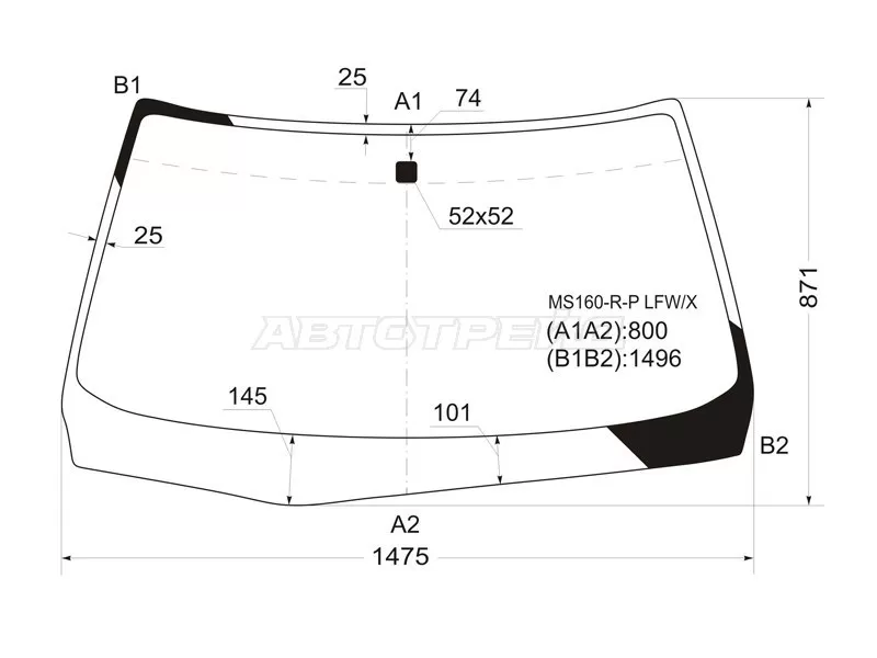 Стекло лобовое Toyota Crown 99-07 (XYG: MS160-R-P LFW/X)
