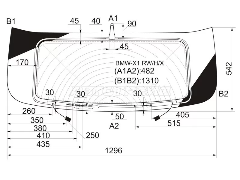 Стекло заднее (Цвет зеленый / Обогрев / Антенна) BMW X1 09-15 (XYG: BMW-X1 RW/H/X)