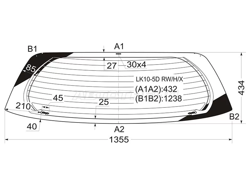 Стекло заднее (Цвет зеленый / Обогрев / Все типы кузова) Toyota Vitz 99-05  / Yaris 99-05 (XYG: LK10-5D RW/H/X)