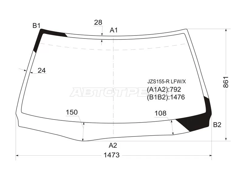 Стекло лобовое Toyota Crown 95-01 (XYG: JZS155-R LFW/X)