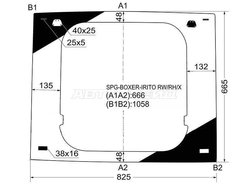 Стекло заднее (Цвет зеленый) Peugeot Boxer 06-  / Citroen Jumper 06-  / Fiat Ducato 06- (SAT: SPG-BOXER-IRITO RW/RH/X)