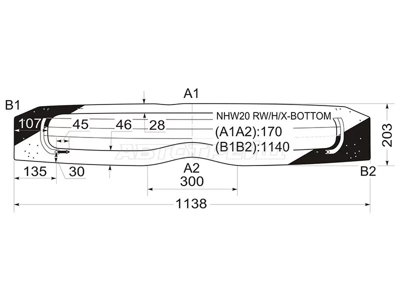 Стекло заднее (Цвет зеленый / Обогрев) Toyota Prius (NHW20) 03-11 (XYG: NHW20 RW/H/X-BOTTOM)