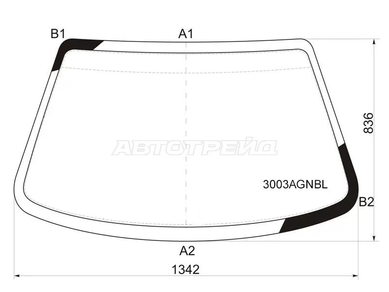 Стекло лобовое Chevrolet Lanos 05-09  / Daewoo Lanos 97-08  / ЗАЗ Шанс 05-14 (FUYAO: 3003AGNBL)